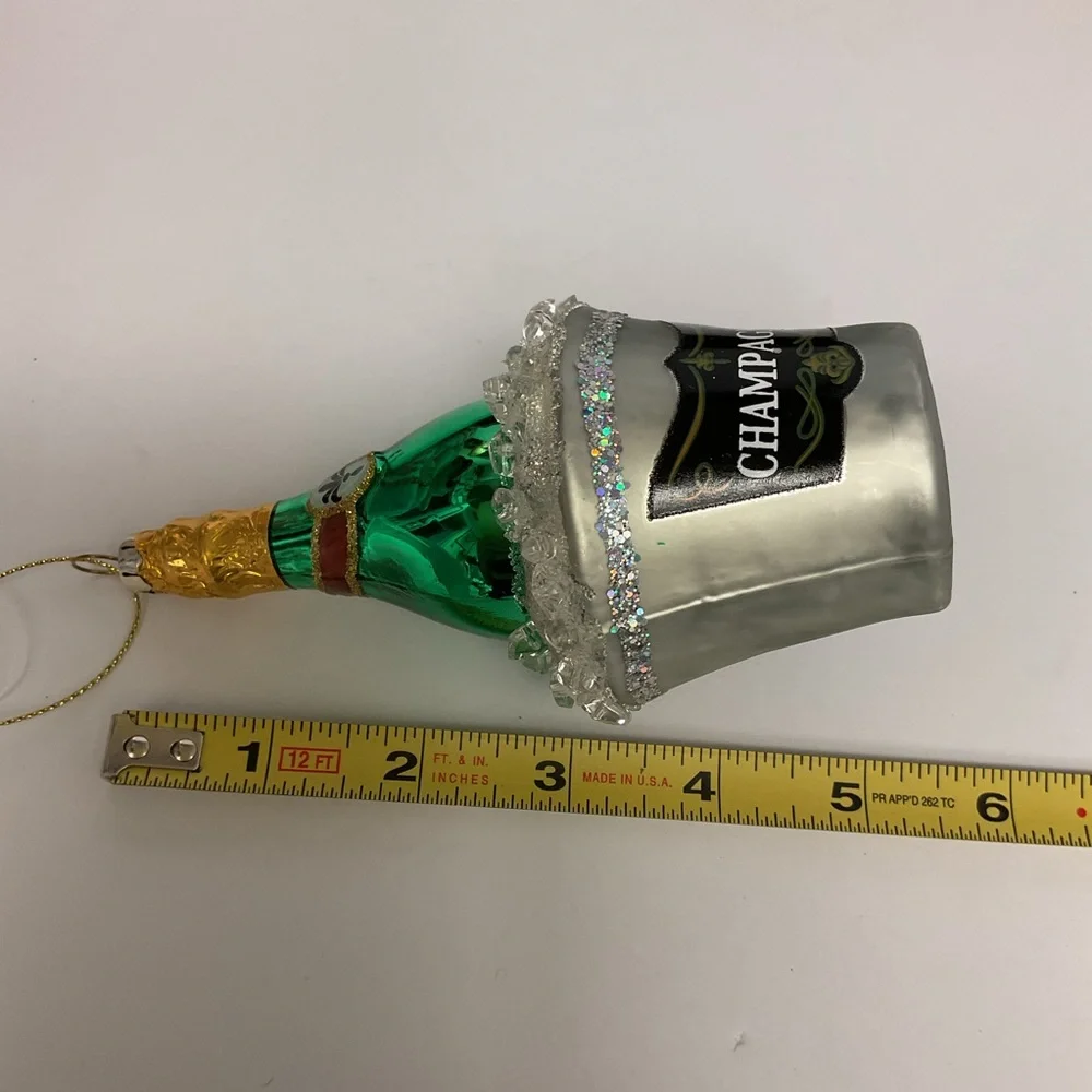 SILVER TREE GLASS CHAMPAGNE BUCKET AND BOTTLE 5.5” NWOT - Picture 8 of 13